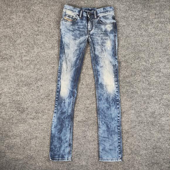Diesel Denim - Diesel Livy Slim Straight Jeans Womens W25 L32 Blue Acid Wash Mid Rise Denim